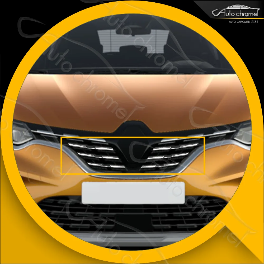 For Captur Front Grill Chrome Trims, 2020 - ,Premium, 6 Pieces, Renault Car Accessories, Iconic, Tech, Evolution,Balance Version