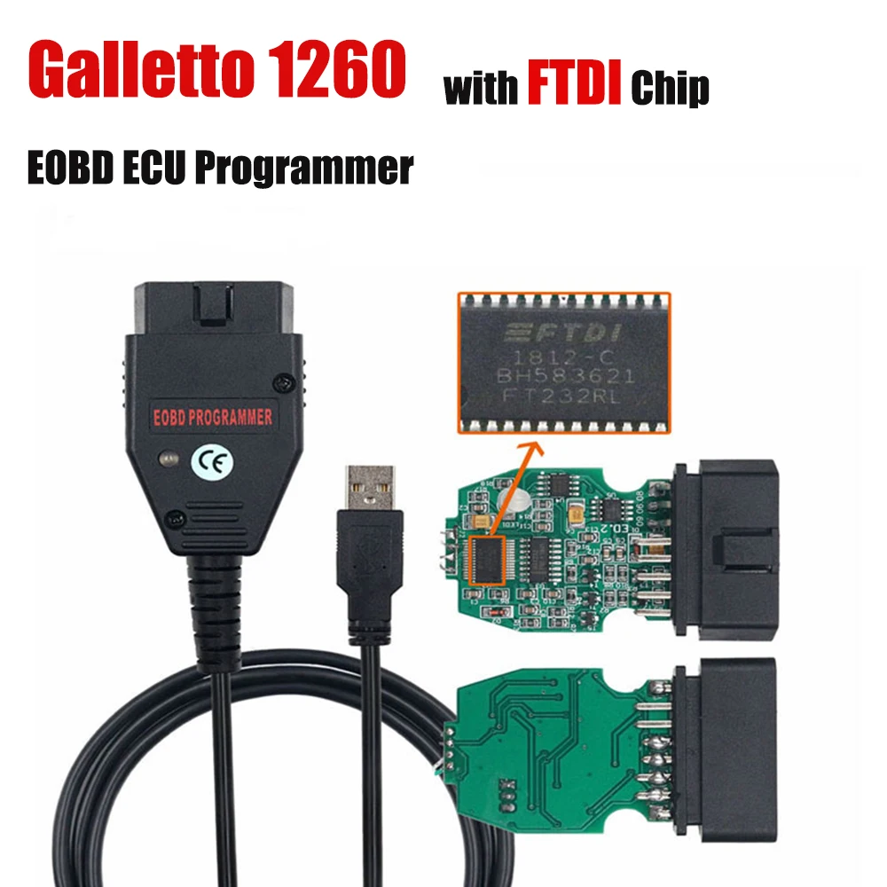 

Galletto 1260 OBD2 ECU Programmer with FTDI FT232RL RQ Chip Read Write Car ECU Flasher EOBD Diagnostic Test Cable Works for Audi