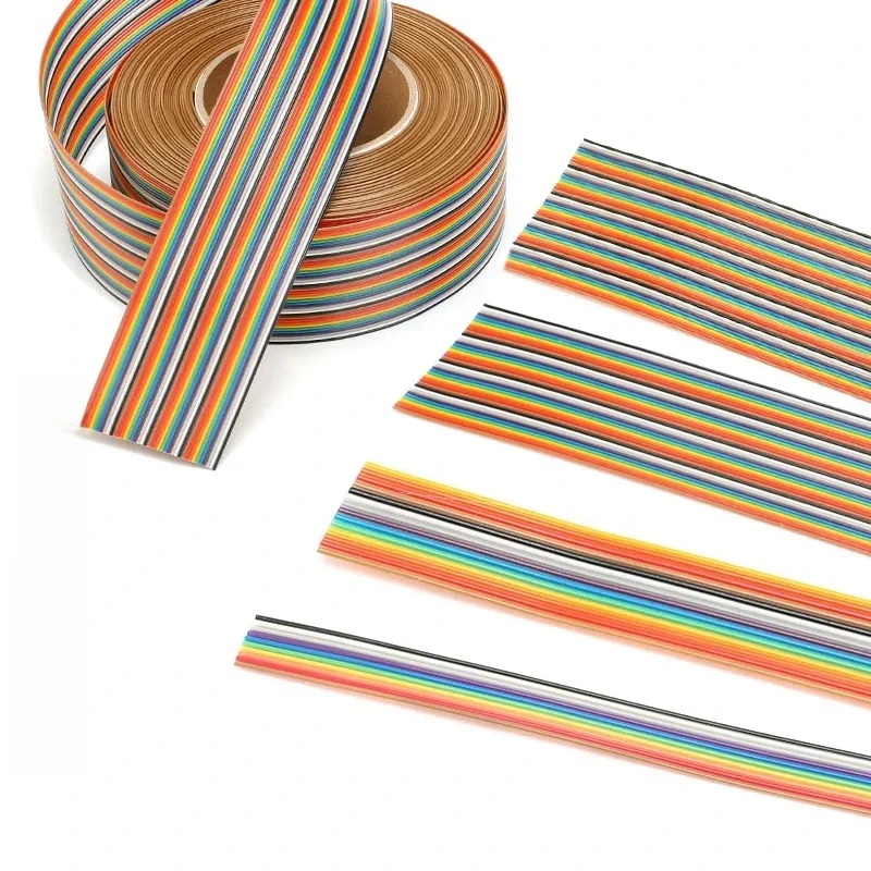 Câble ruban plat couleur PITCH, 1 mètre, 6P/8P/10P/12P/14P/16P/34P/40P/60P, 1.27mm, fil DuPont arc-en-ciel pour connecteur Dupont FC 1.27