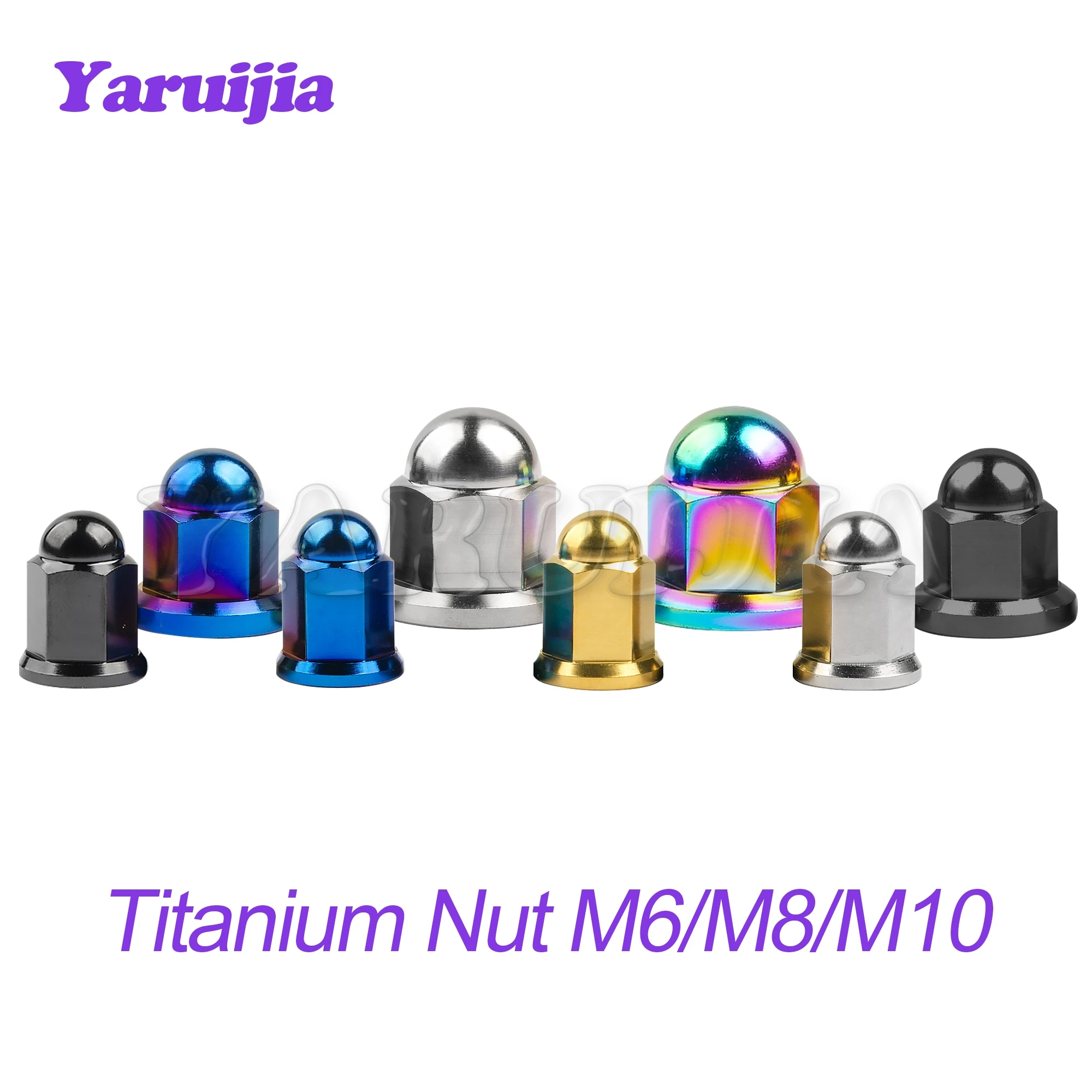 Yaruijia Titanium Nut M6X1.0mm M8/M10X1.25mm Dome Head Flange Locking Nuts for Bicycle Motorcycle Car