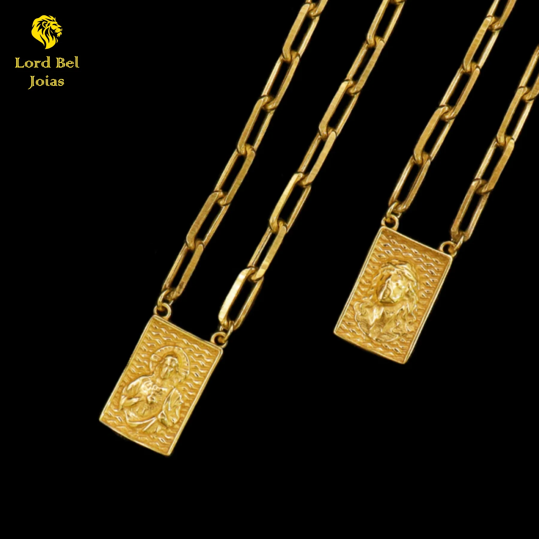 Men's Gold Nordic Jesus Christ 3D Bricks Chain Brick 2mm-Old Coin Jewelry Eternal Guarantee in Color! 18k