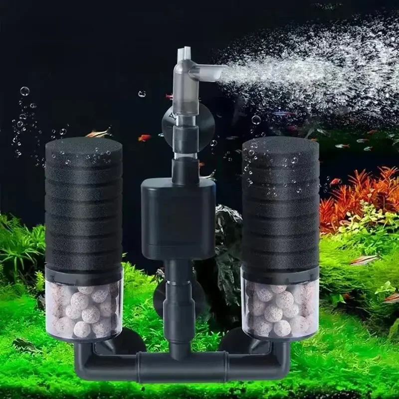 Filtr akwariowy z pompą wodną do akwarium Pompa powietrza Skimmer Biochemiczny filtr gąbkowy Akwarium Bio Filtry Filtro Aquario Nowość — zdjęcie 2