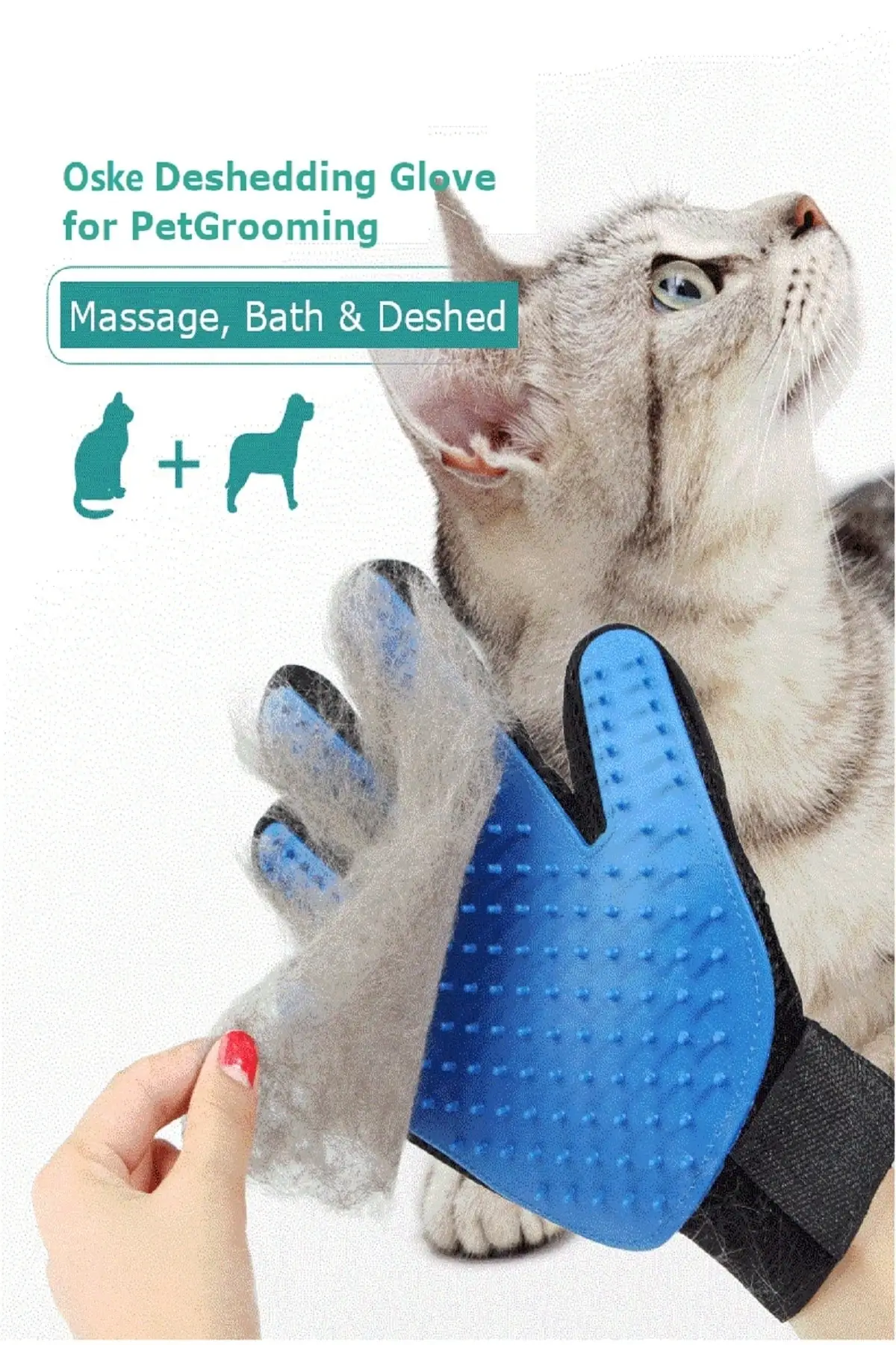 Pet Cat Dog Hair Collection and Washing Glove BYT-TAB Bath Grooming Massage Glove Blue Cat Dog Feather Collection Glove Handy