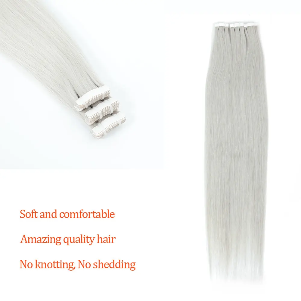 26 Polegada fita em extensões de cabelo em linha reta bio extensão do cabelo sintético dupla face adesivos natural preto extensão do cabelo 20 pçs