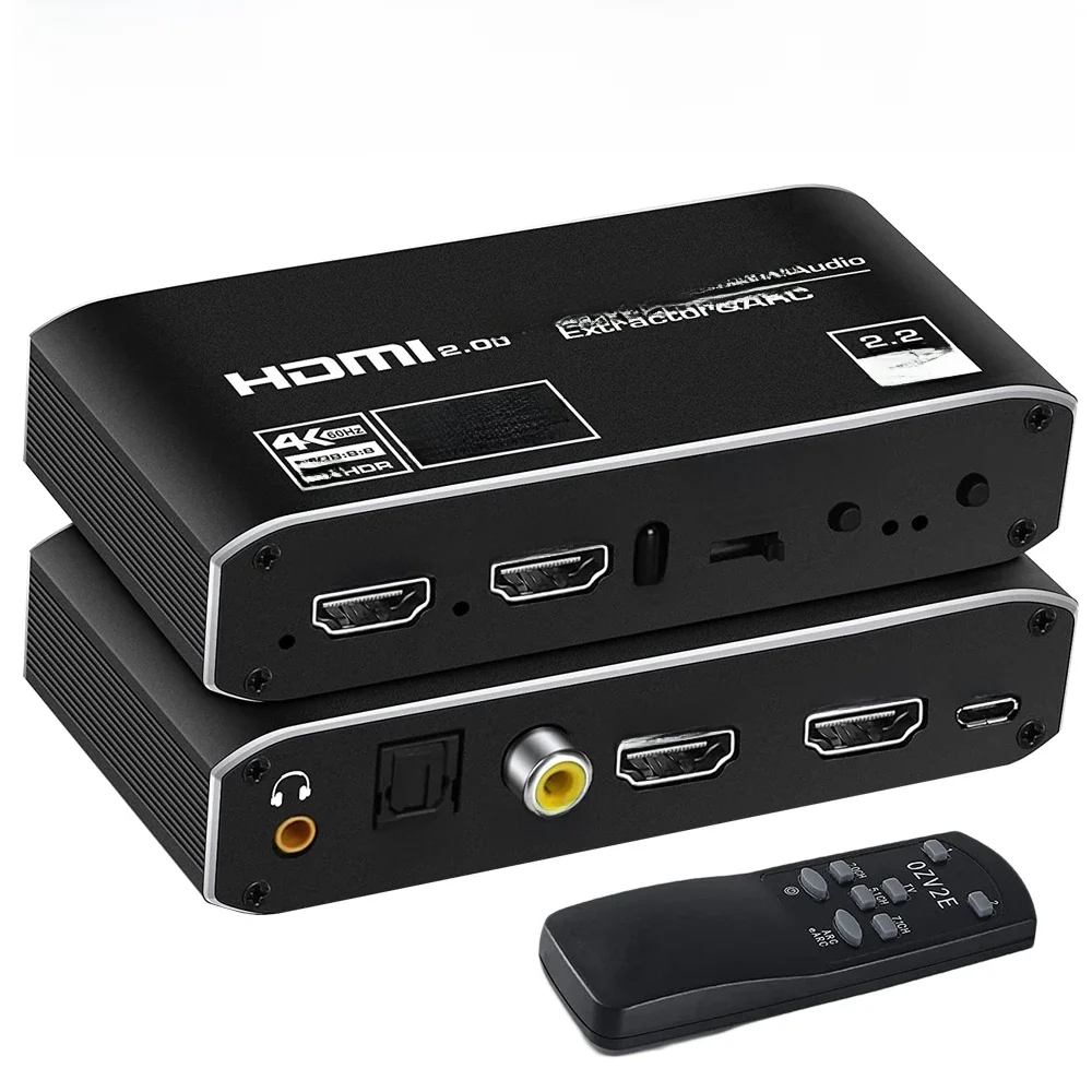 Przełącznik HDMI 2x1 4K 120Hz z funkcją EARC Audio Extractor ARC i Optical Toslink, przełącznik HDMI 2.0 4K z pilotem do Apple TV i PS4 — zdjęcie produktu 7