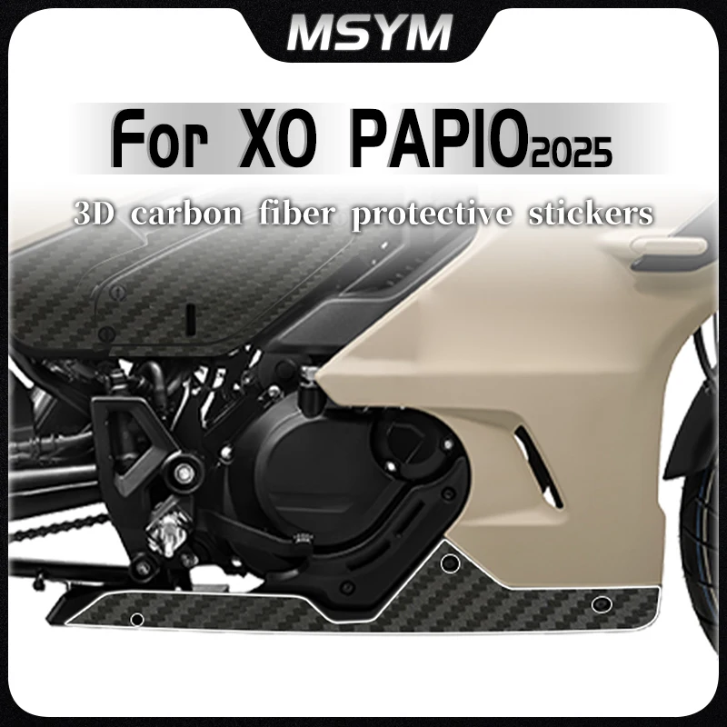For CFMOTO XO PAPIO 2025 3D Carbon Fiber Film Anti Scratch Protection Stickers On Both Sides Of The Car Body Accessories