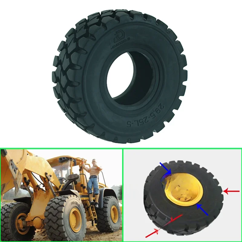 1 Paar Rubber Heftruck Banden Model Bouwvoertuigen 137Mm Loader Banden Voor 1/14 Rc Vrachtwagens Loader - afbeelding 2