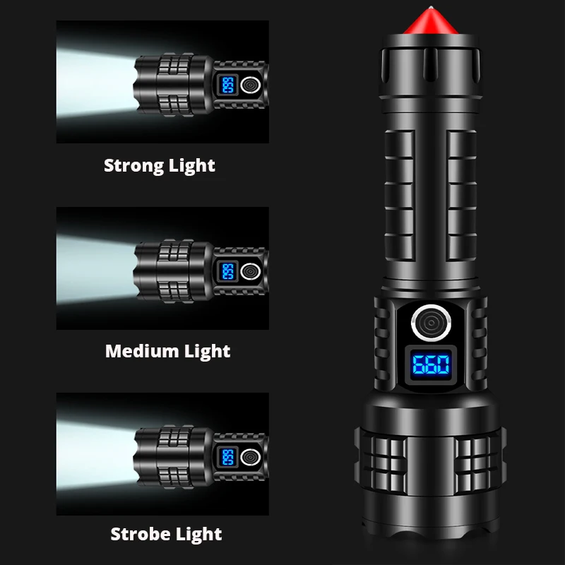 990000000LM NEW LED Flashlight XHP270 Powerful USB Torch Self-Defense T6 Tactical Bikelight Waterproof Lantern Zoom for Camping