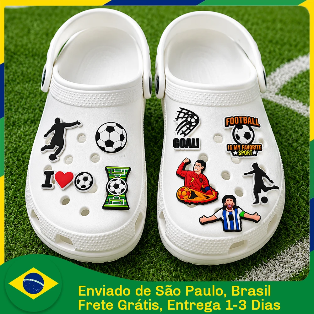 9 Peças de Enfeites de Futebol para Calçados, Acessórios Decorativos para Sandálias, DIY, Presente Infantil, Envio do Brasil