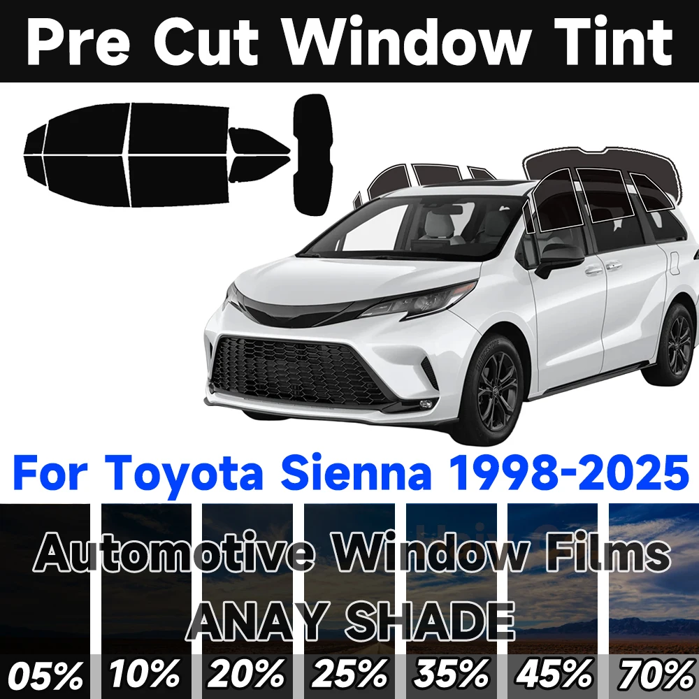 

Pre-Cut Window Tint for Toyota Sienna 1998-2025 Any Year Auto Sun Uv Blocking Heat 2-Ply Window Protector Privacy Films