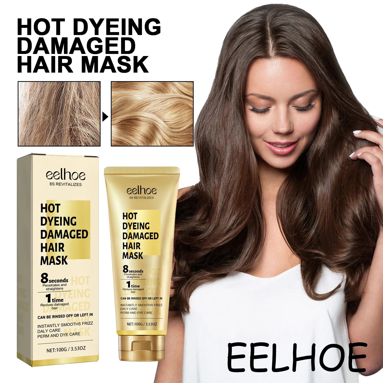 

EELHOE Keratin Hydrating Hair Care Mask Nourishing Scalps Reduce Spilt Ends Repair Damaged Hair Improve Frizee Tangles Hair Mask
