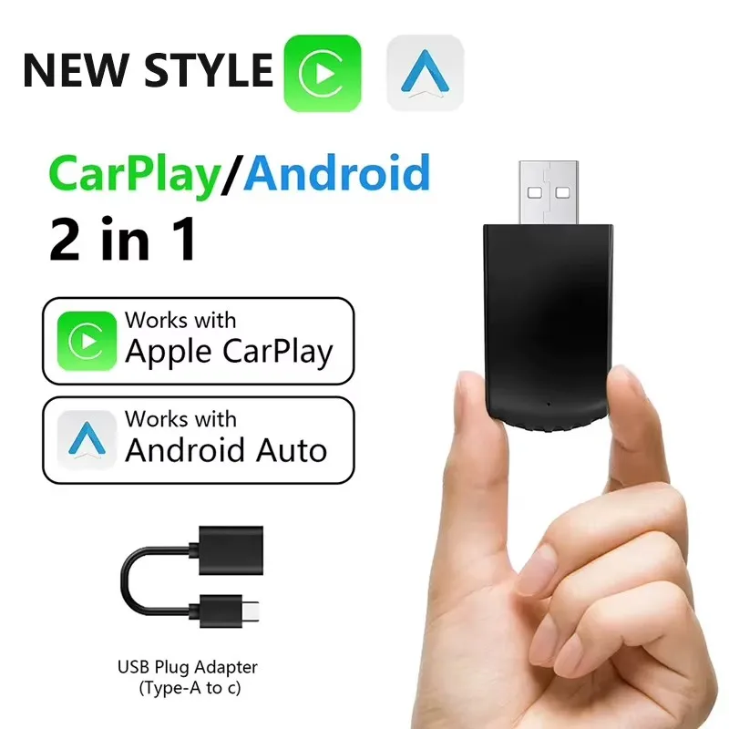 2 in 1 New Applicable to wired to wireless carplay adapter Android auto smart module type-c conversion wireless carplay adapter