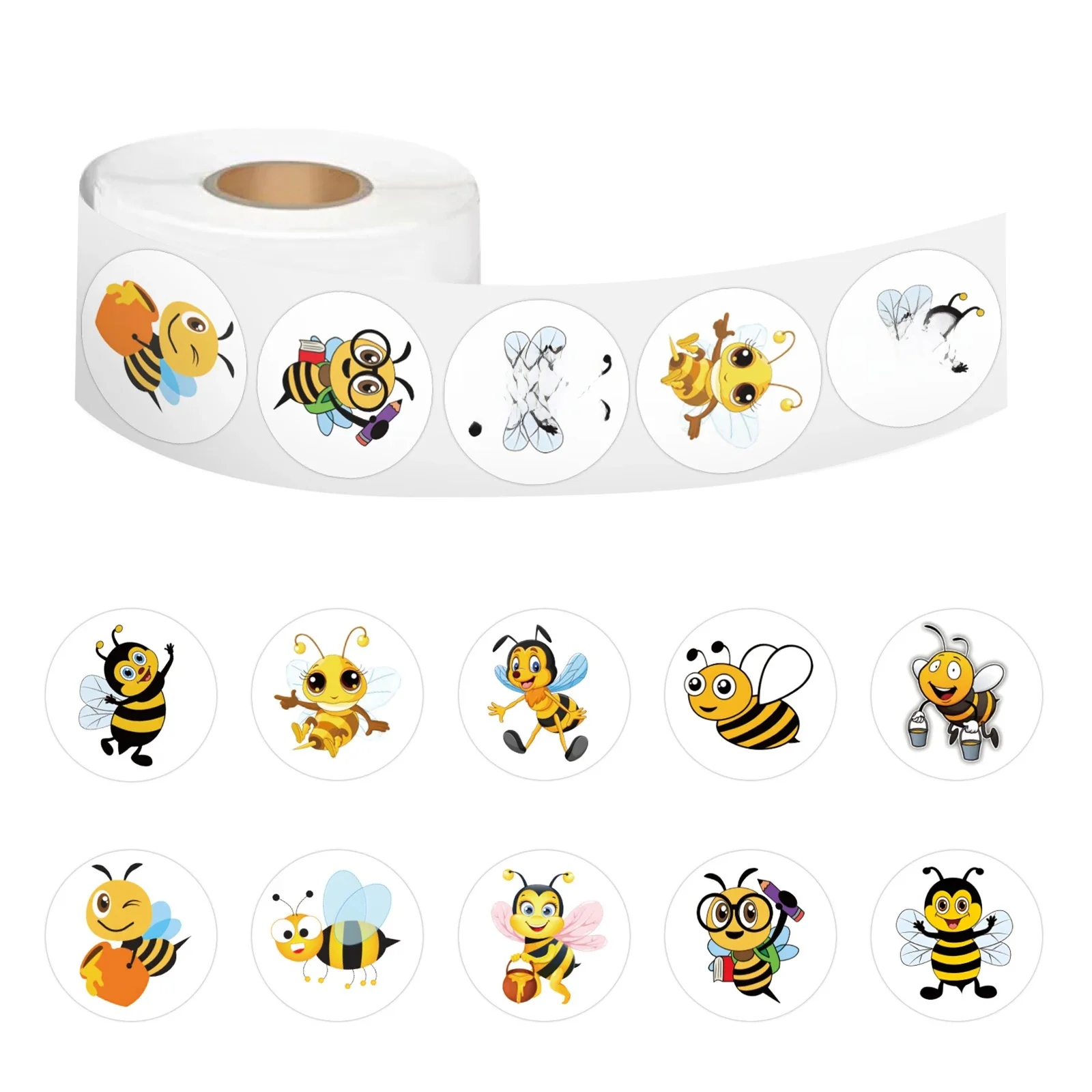 AliExpress 100-500pcs Cartoon Bee Stickers Cute Decals DIY Skateboard Phone Bike Fridge Hand Account Reward