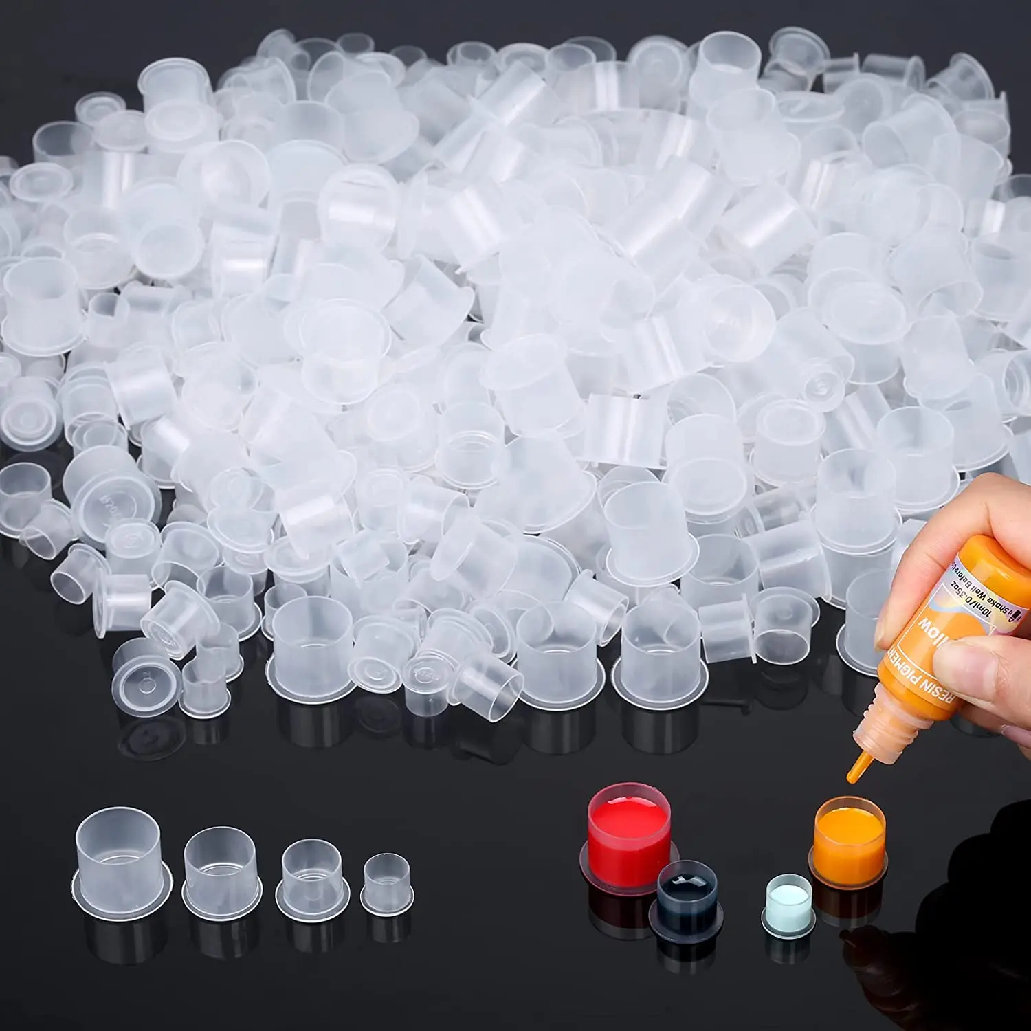 100 sztuk jednorazowe kubki z tuszem do tatuażu czapki makijaż permanentny Pigment samostojący plastikowy pojemnik na tusz Cap akcesoria do tatuażu