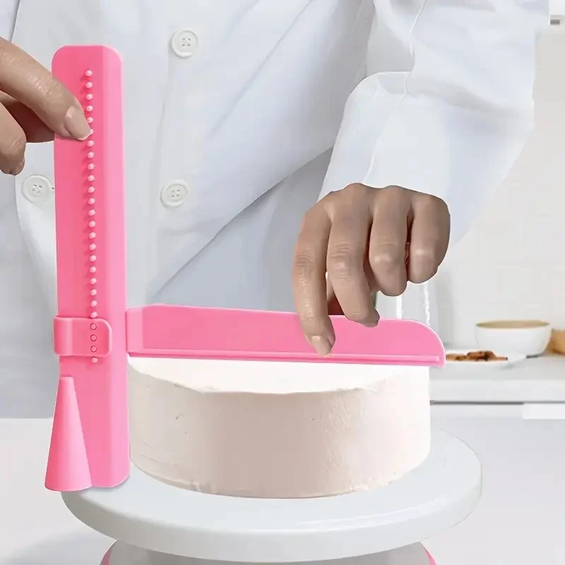 1 gâteau à la crème plus lisse avec hauteur réglable, grattoir en plastique Fondant, outil de lissage pour lisser les bords, outil de grattoir en plastique