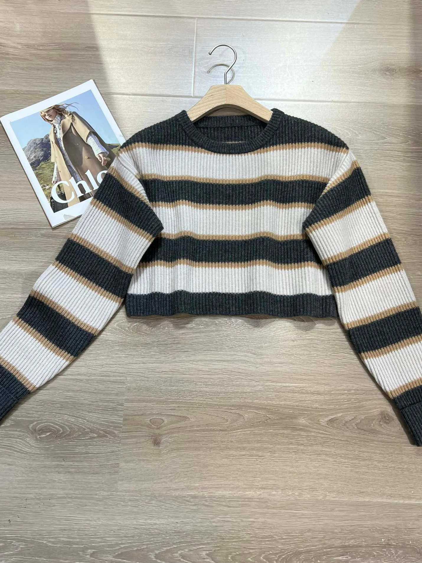 

Luxurious Casual Cashmere Striped O-Neck Sweater