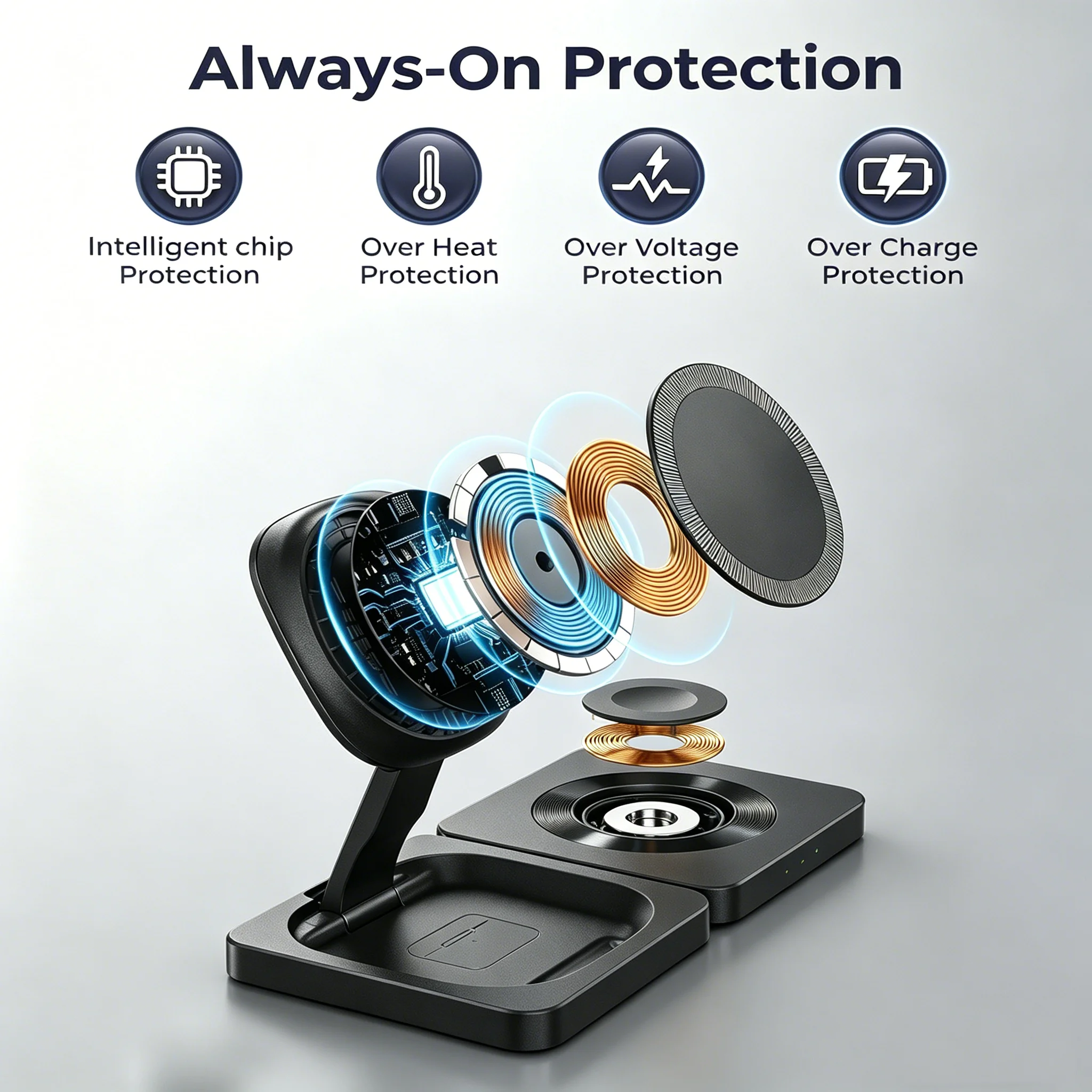 TIMESS Fast Magnetic 3 in 1 Wireless Charger For iPhone 17 16 15 PRO MAX For Apple Watch iWatch For Airpods Pro Charging Stand - view 5