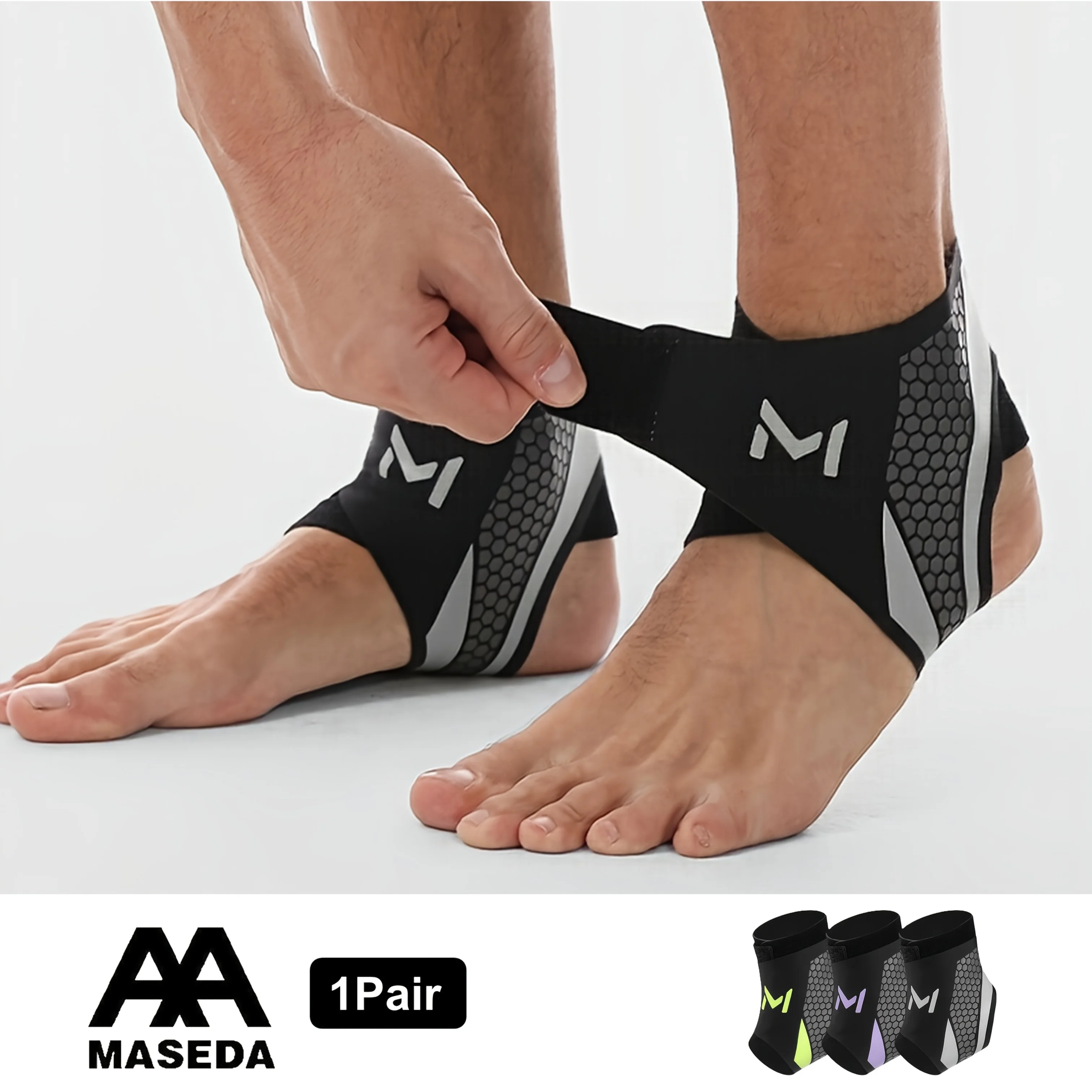

2pc adjustable ankle compression support strap, breathable and lightweight, suitable for daily use, neutral design, stable fit