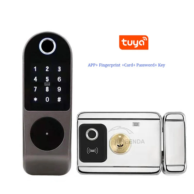 Tuya App-Smart Double Side Fingerprint Lock, impermeável, Home Security, senha digital, RFID, Keyless Entry Door Lock, Novo