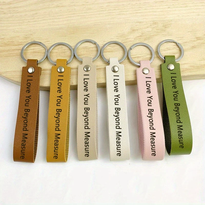 Custom Laser Engraved Faux Leather Keychain, Personalized Gift