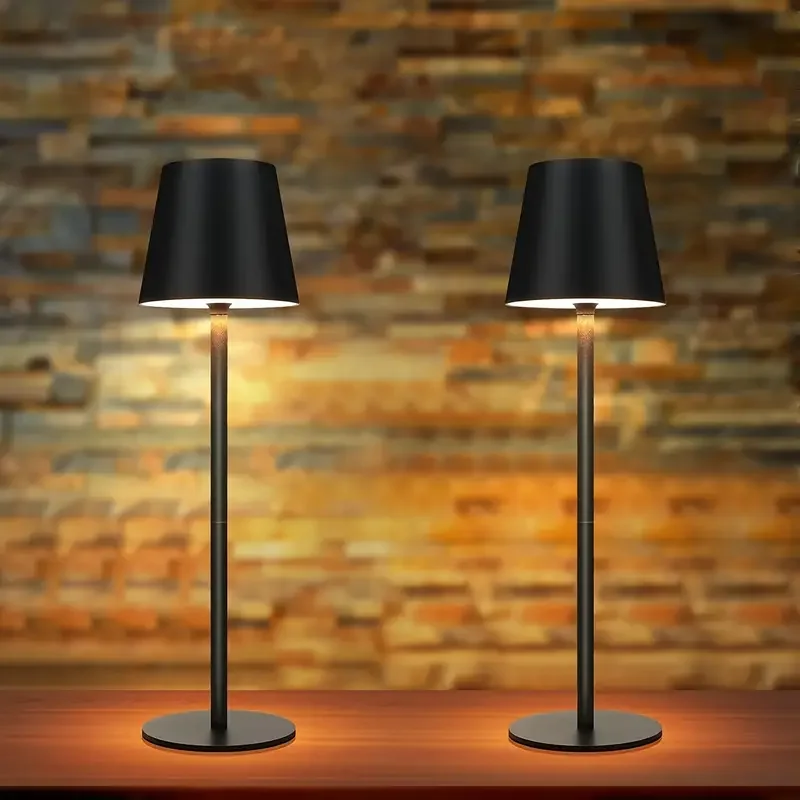 Image of 2 Packungen kabellose Tischlampen, wiederaufladbare Lampen, 3 Farbtemperaturen, stufenlos dimmbar, IPX7 LED tragbare kabellose Lampe für
