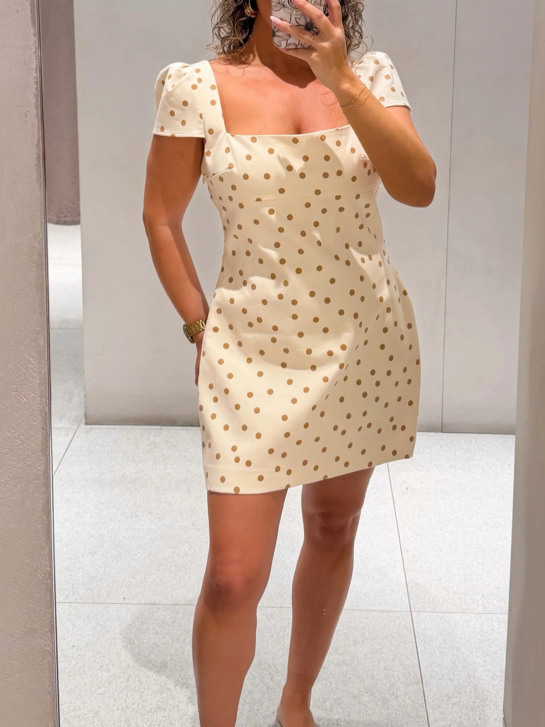 Women French Puff Sleeve Dress Summer Square Neck Backless Tie Mini Dresses Elegant Pink Sweet Polka Dot A-Line Sun Dress