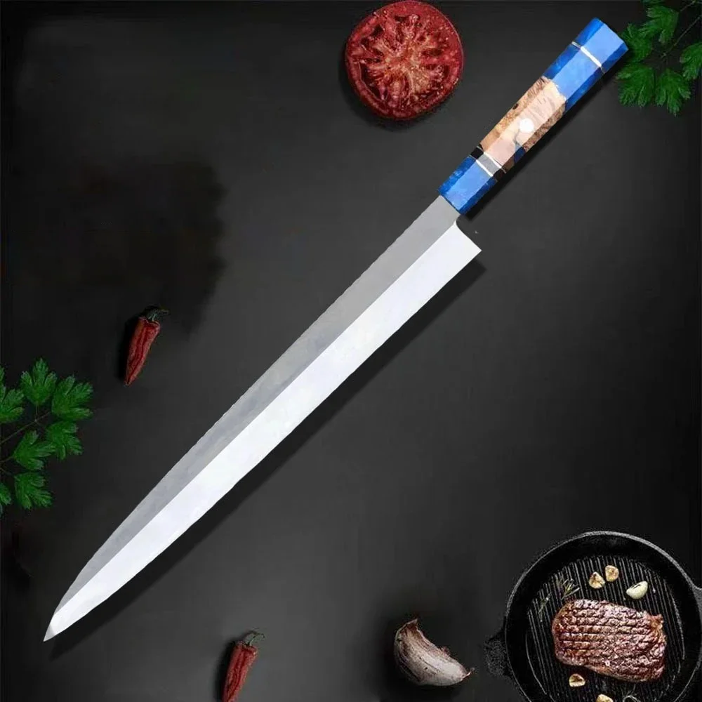 Nóż do sashimi Ostrze z pojedynczą krawędzią 10Cr15MoV Stal do krojenia Łosoś Szynka Filleting Tasak do ryb Yanagiba Japońskie noże kuchenne — zdjęcie 2