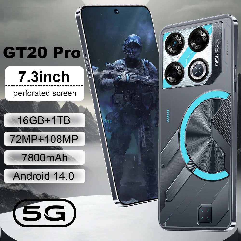 

HOT New Smartphone GT20 Pro high-end Cell phones 7.3inch HD Snapdragon 8 gen3 5g Mobile Phones 16G+1TB 7800mAh Battery