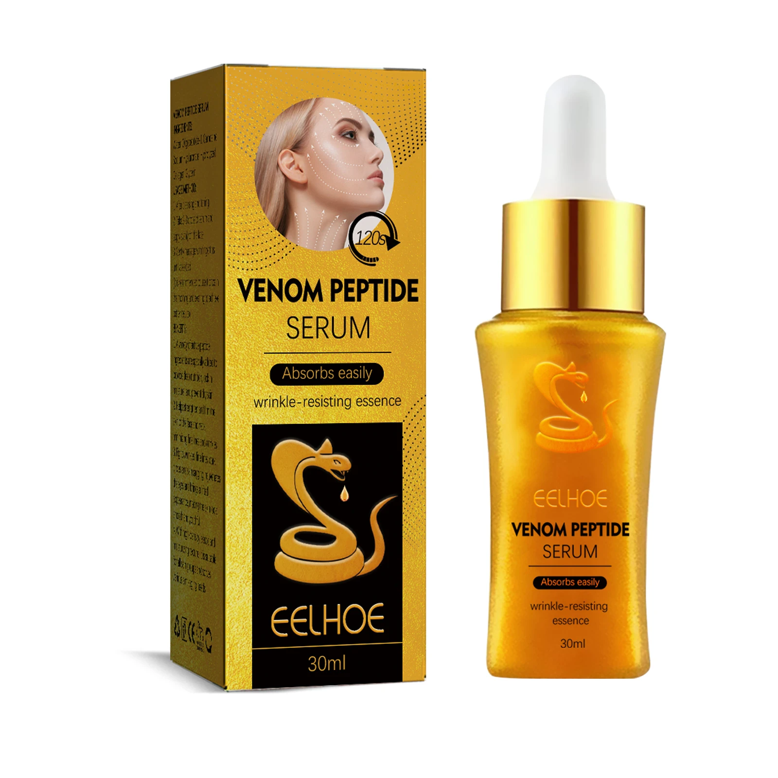 Absorbs Easily Wrinkle-resisting Essence Anti-aging Brighten Fade Fine Lines Strengthen Firm Face Neck Skin Venom Peptide Serum