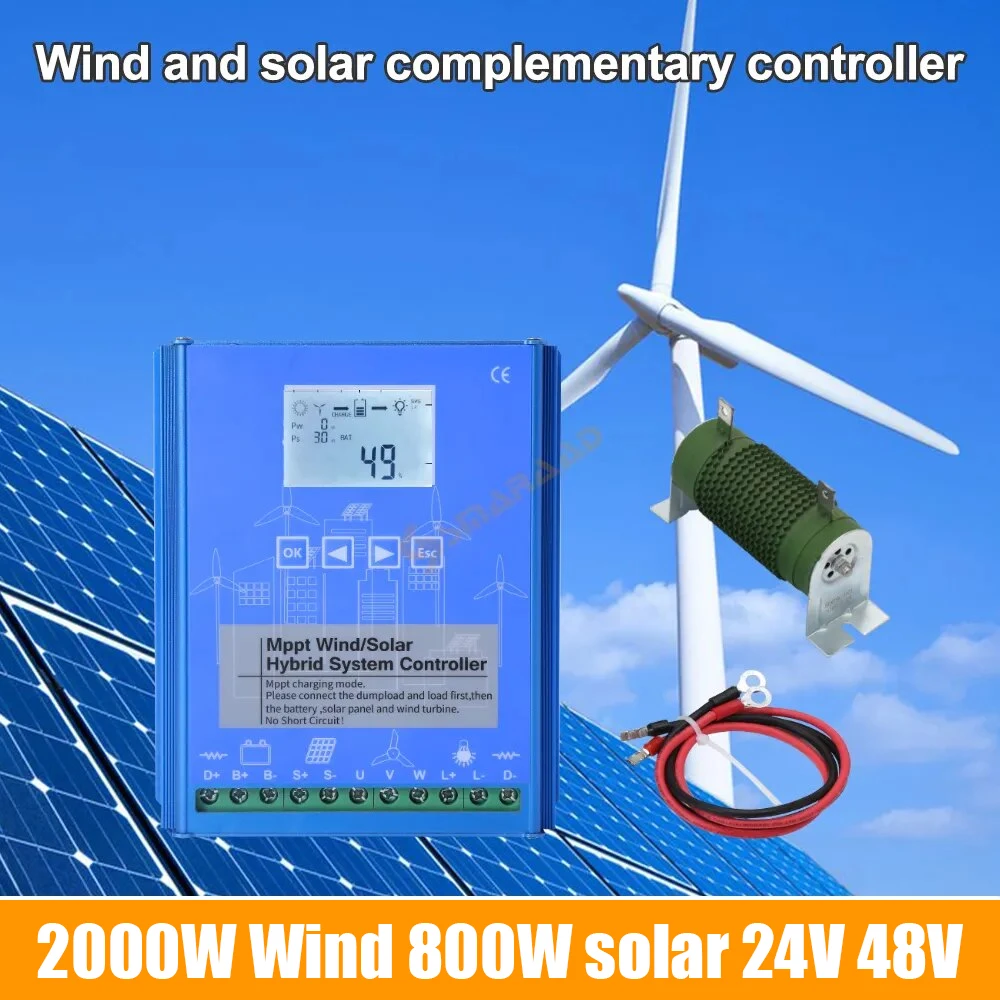 2000W Wind 800W Solar Hybrid Controller Super Boost Charging 24V 48V Regulator Free Energy Use Wind Turbine DIY With Dump Load