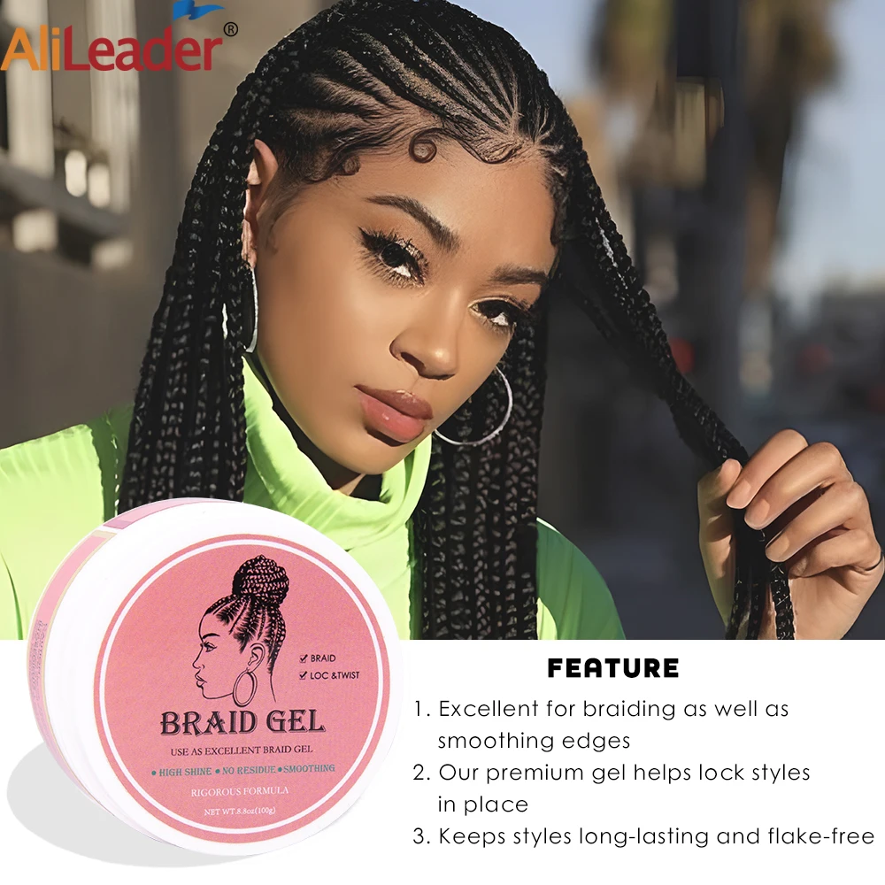 Strong Hold Edge Control Gel With Edge Brush Edge Booster Strong Hold Water-Based Pomade 8.8Oz/100G Braid Gel For African Hair