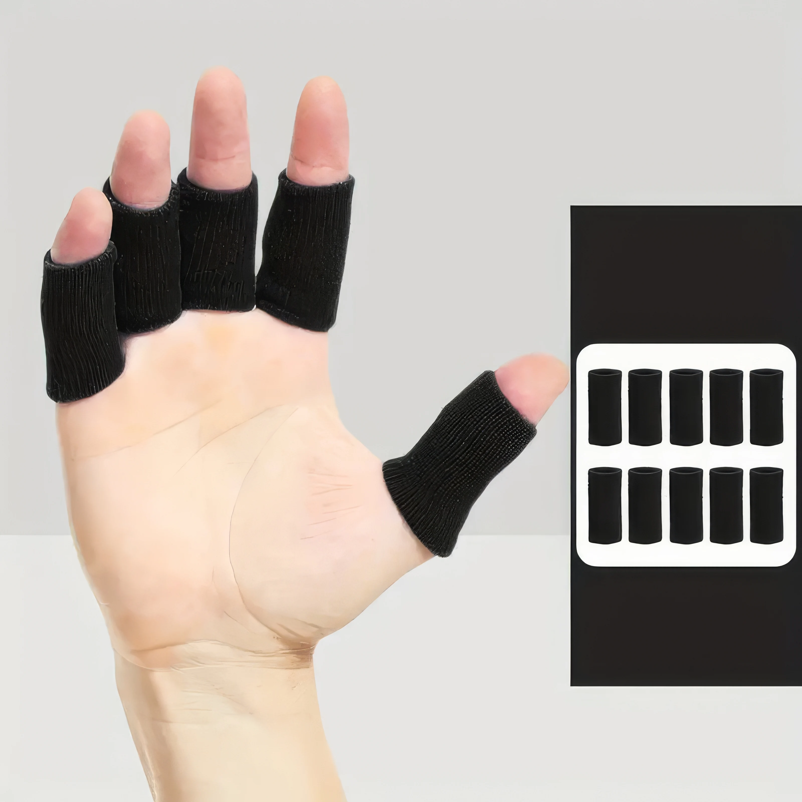10/20/30 قطعة من أكمام التهاب المفاصل بالإصبع باللون الأسود، خفيفة الوزن، ملمس ناعم، نسيج مرن، مناسبة للرياضة #2