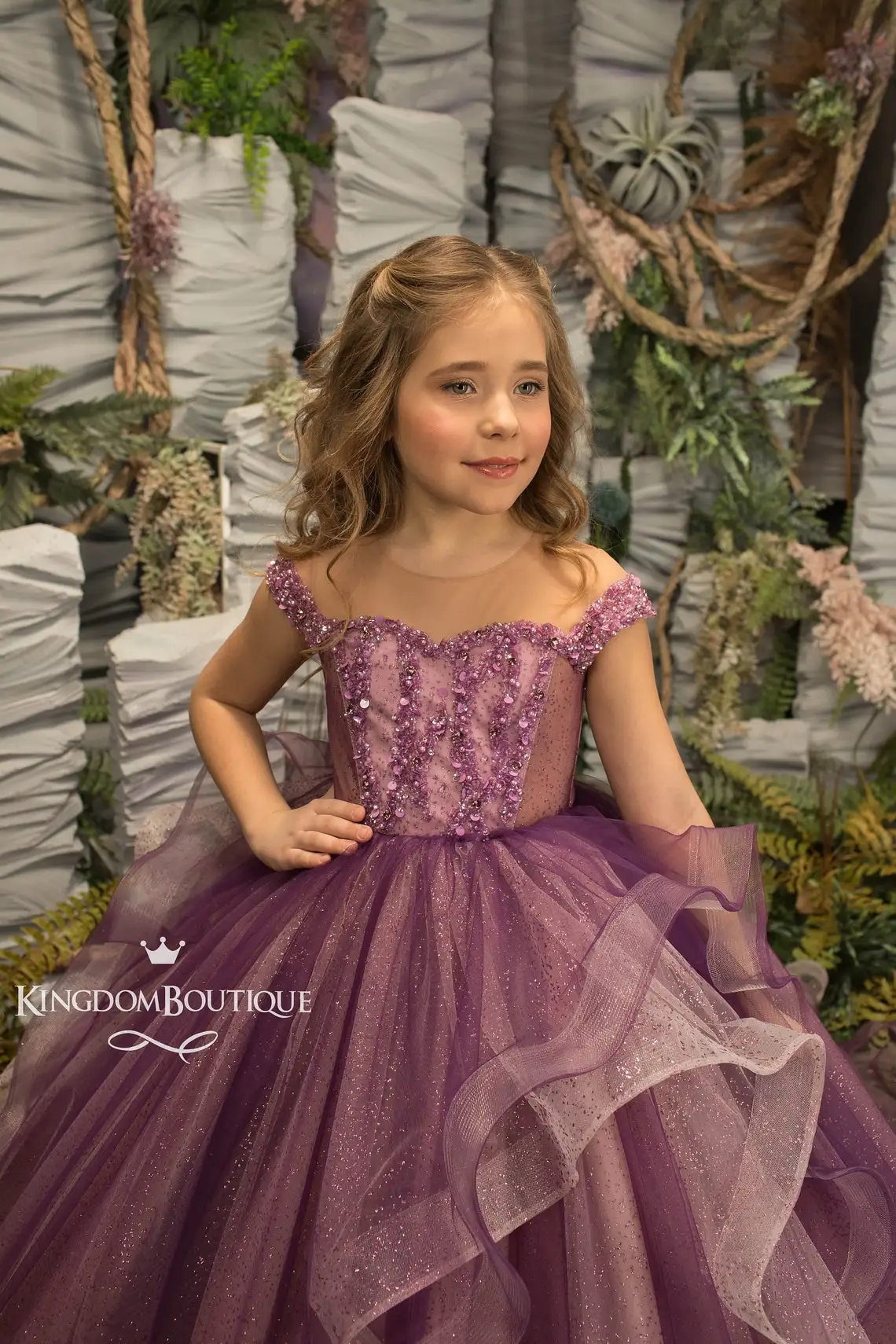 Vestidos de flores de tul de uva para niñas pequeñas, vestidos de boda con cuello de Joya, vestidos de comunión para cumpleaños y sesión de fotos