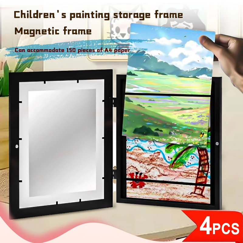 

Flip-Top Picture Frames, Children's Picture Frames, Art Oil Painting Storage, Children's Art Frame Set of 4