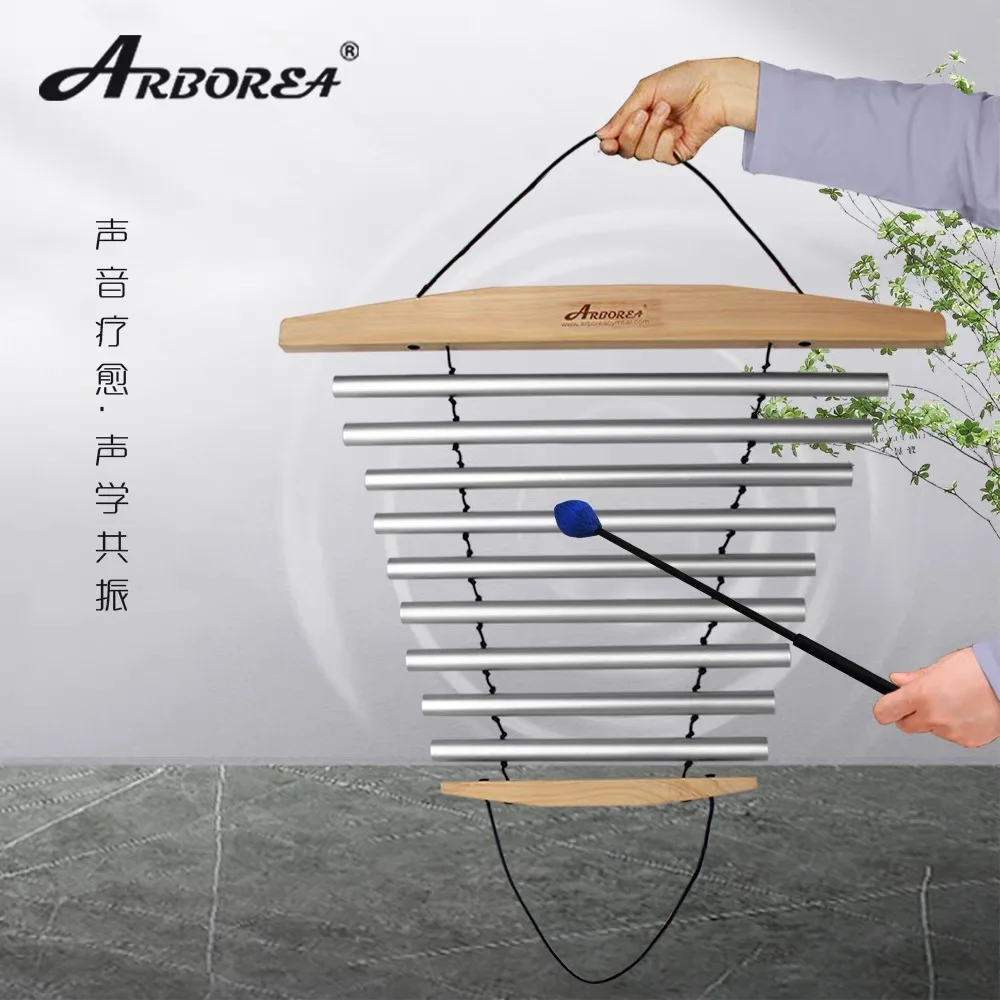 

Arborea Outdoor 9 Tone Swinging Wind Chimes with Stick Handy Meditation Instrument Natural Healing Sound Ringtone