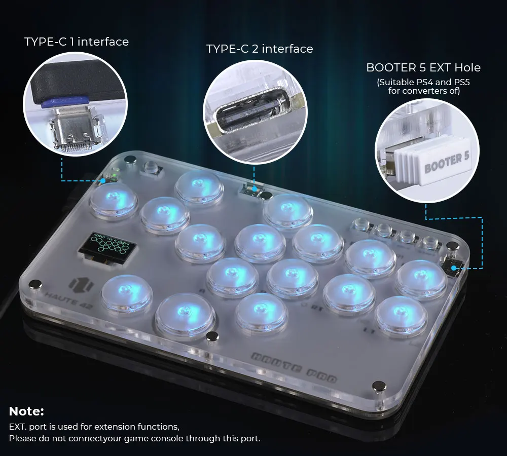 Haute42 Arcade Joystick Hitbox Leverless Controller Fight Sticks For PC / Ps4 /Switch Mini Hitbox Fighting Game Arcade Stick