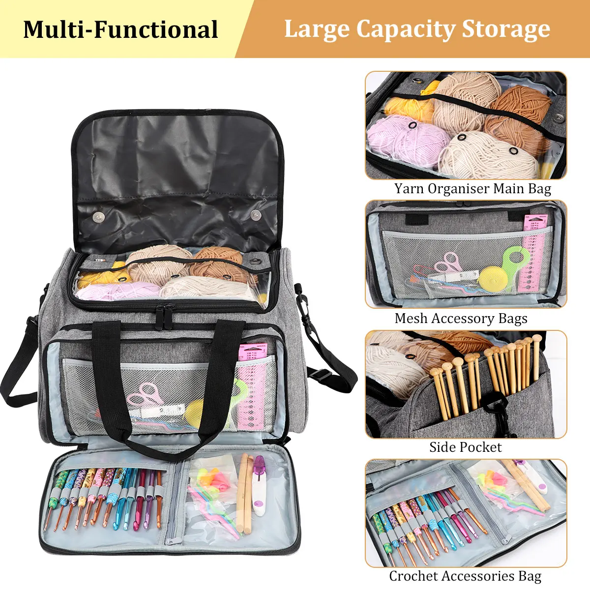 Large Sewing Machine Carrying Case Multi-functional Portable Travel Storage Bag Multiple Pockets Sewing Accessories Storage Tote