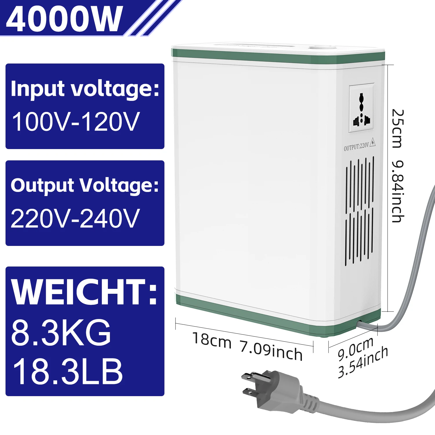 MANDONG voltage conversion transformer, 4000W high-power 110V/220V step-up/step-down transformer, CE certified voltage converter view 2