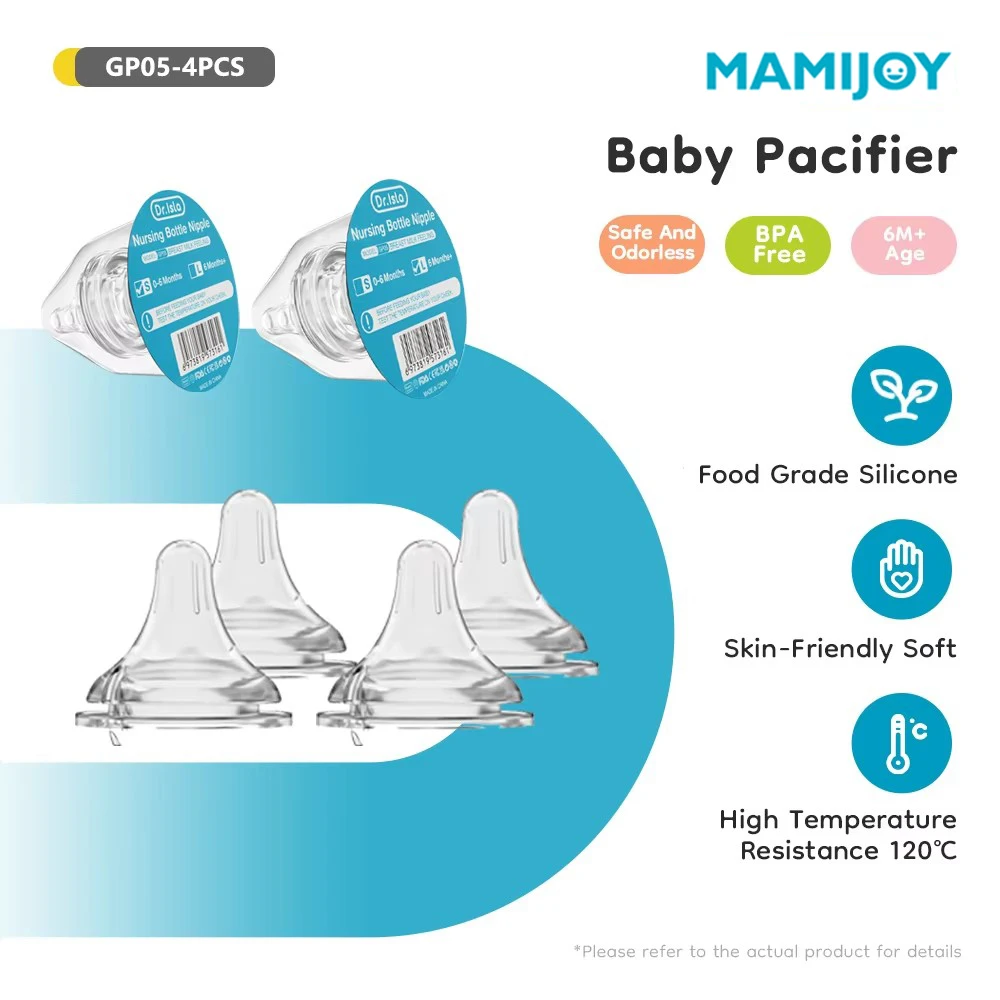 

MAMIJOY, новинка, 4 шт., детская соска, детская соска, мягкий жидкий силикон, аксессуары для новорожденных, S-образное крестовое отверстие, L-круглое отверстие, БЕСПЛАТНО BPA GP05