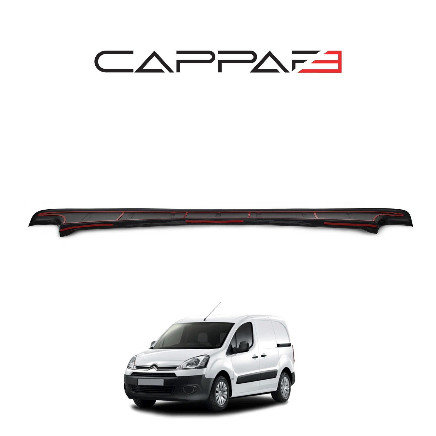 For Citroen Berlingo 2009 to 2018 Compatible Rear Bumper Sill Protection Matte Black -Diffuser Spoiler Front Lip Hood Tail Light