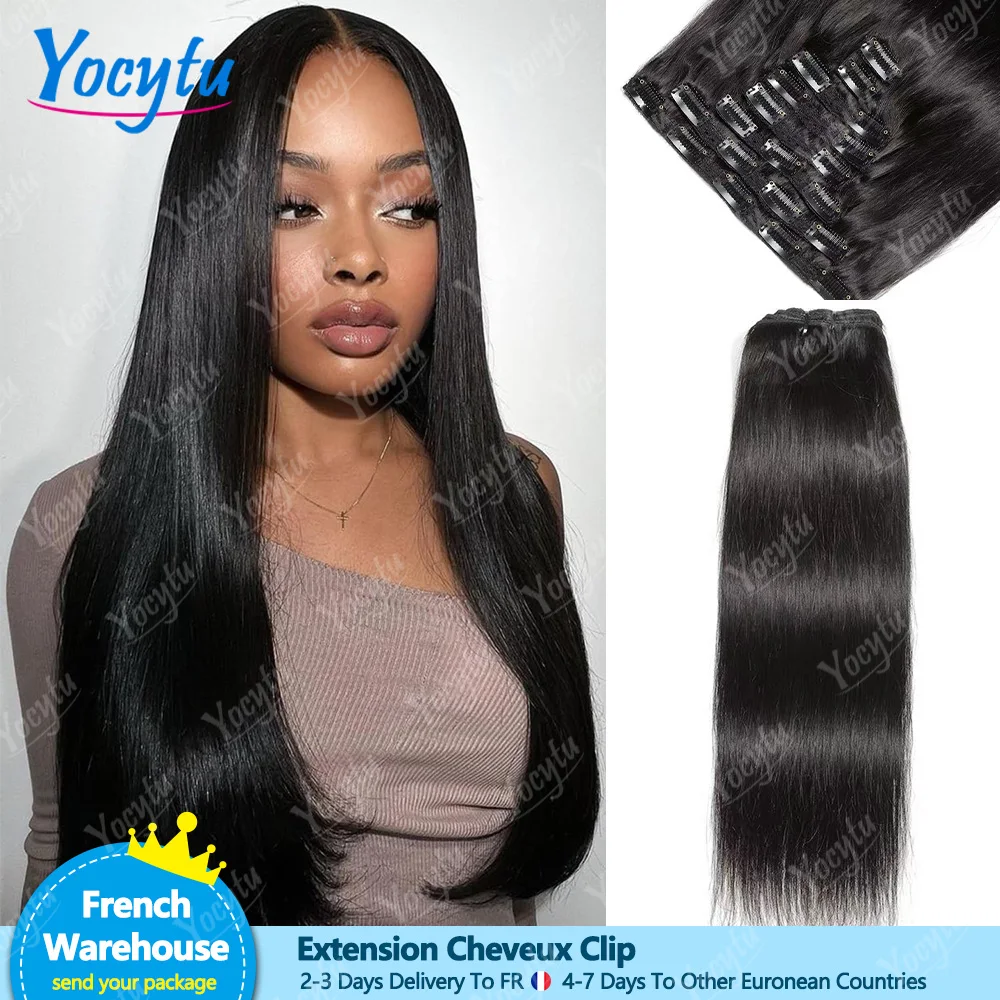 YOCYTU Haarclips Haarverlängerungen Clip-in und Tape-in Extensions aus 100% Echthaar Schnelle Lieferung in 3 Tagen nach Frankreich