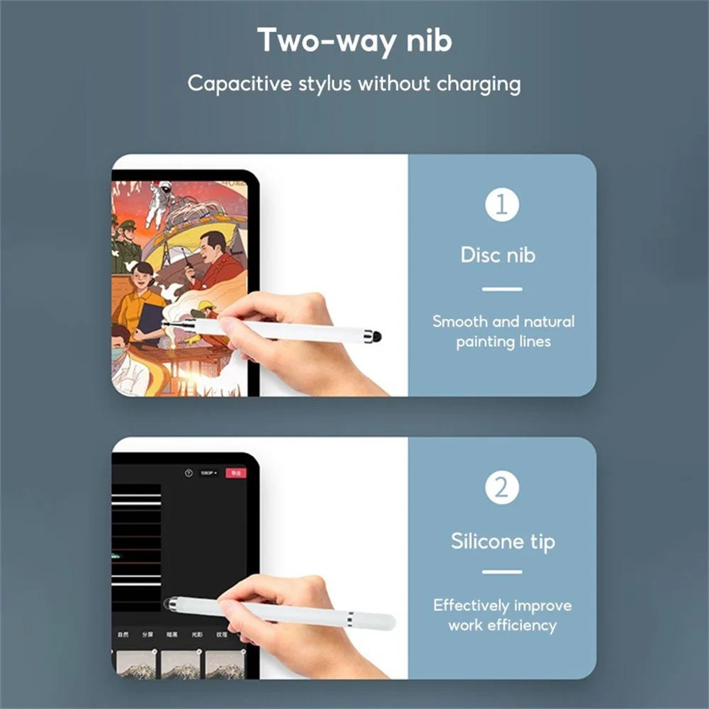 Uniwersalny rysik 2 w 1 do tabletu Iphone Ipad Pojemnościowy ekran dotykowy Pióro do telefonu komórkowego Rysik do rysowania zapobiegający dotykowi