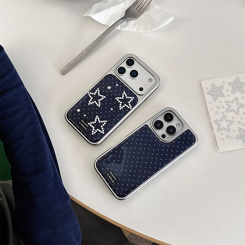 

Fashion simple polka dot star phone case for iPhone 16 17 Pro Max 15 13 14 Cover Korean INS Cute Fundas Lovely protective cover