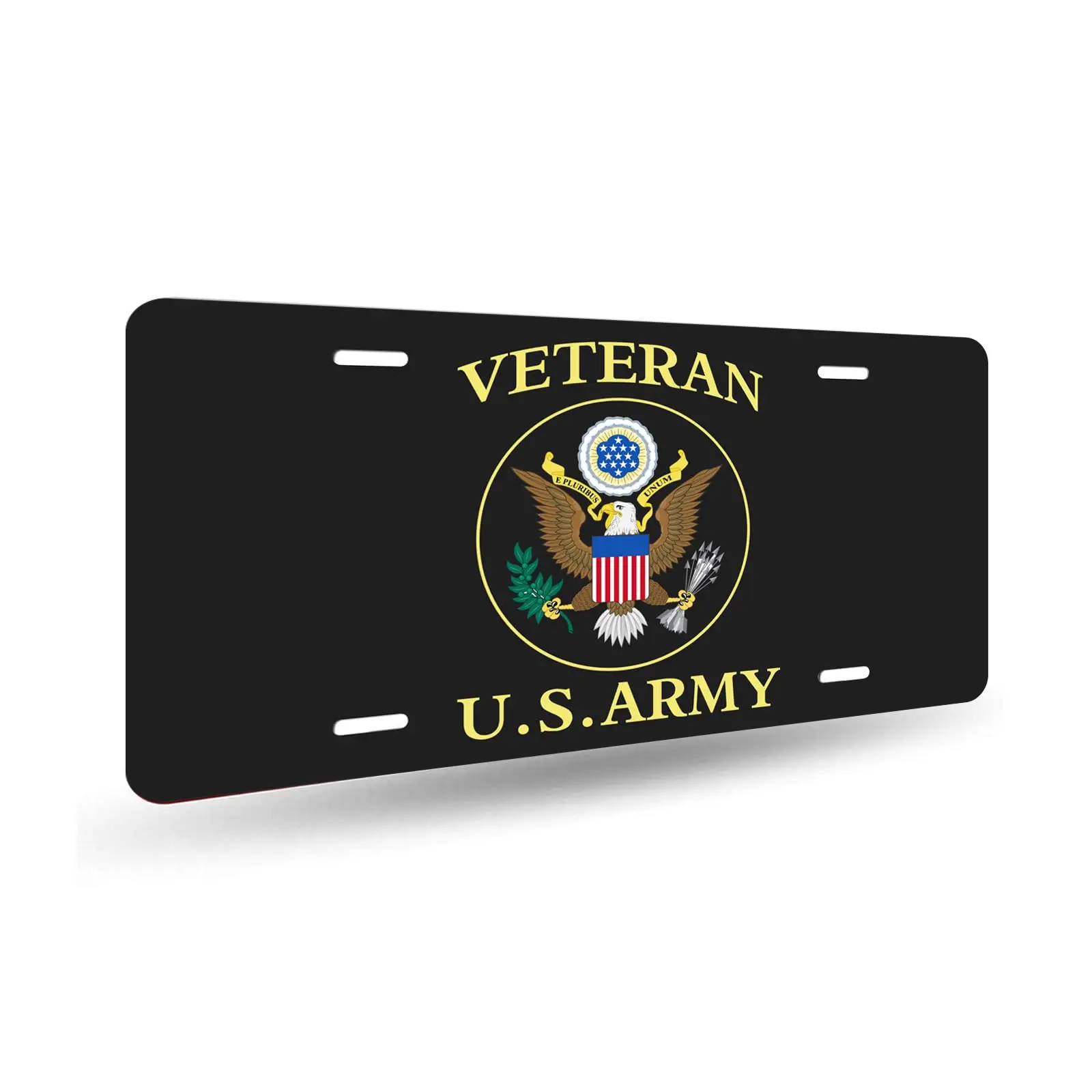 Veteran US Army License Plate Durable Eagle with Arrows and Olive Branch Decorative Aluminum Car License Plate Covers 12X6 Inch