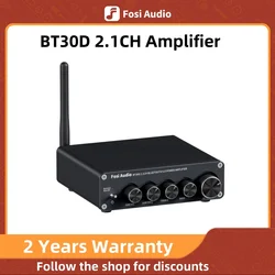 Newest Fosi Audio BT30D Bluetooth Sound Power Amplifier 2.1 Channel Bass & Treble Control Amp Audio Subwoofer 100W + 50W x2