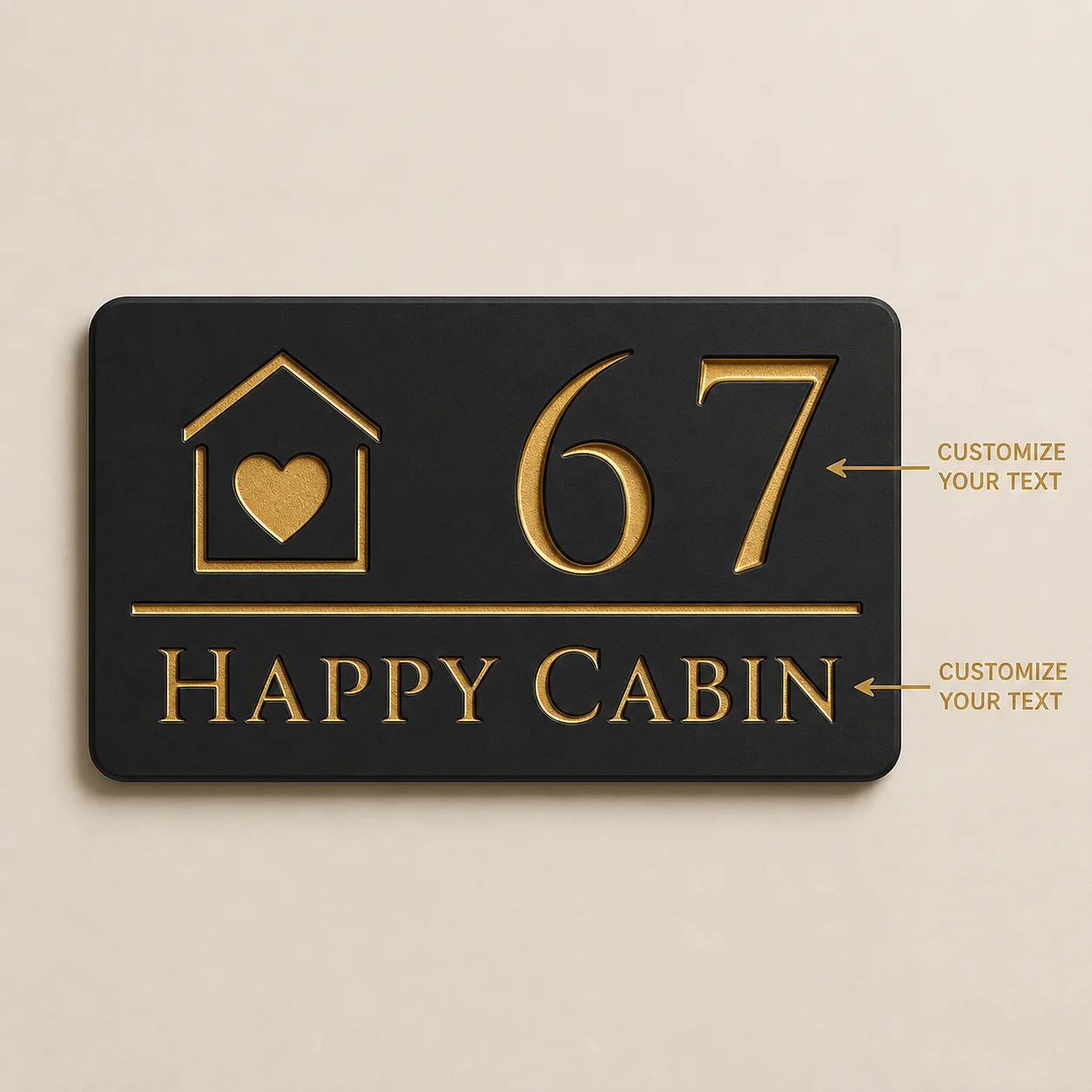 Custom acrylic door sign, heart-shaped house design shop sign, decorative address plaque, entryway decoration