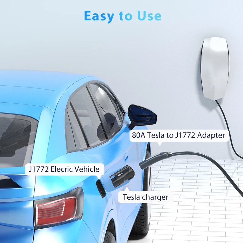 Tesla to J1772 Adapter Max 80A 250V 20kW Charging Adapter High-Power Fast Charger for Electric Vehicles NACS to J1772 EV Adapter