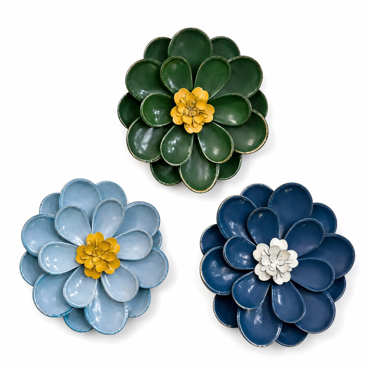 Handmade 3D Metal Flower Wall Decor 30cm, Layered Iron Floral Wall Art for Living Room Bedroom Dining Room, 3 Colors