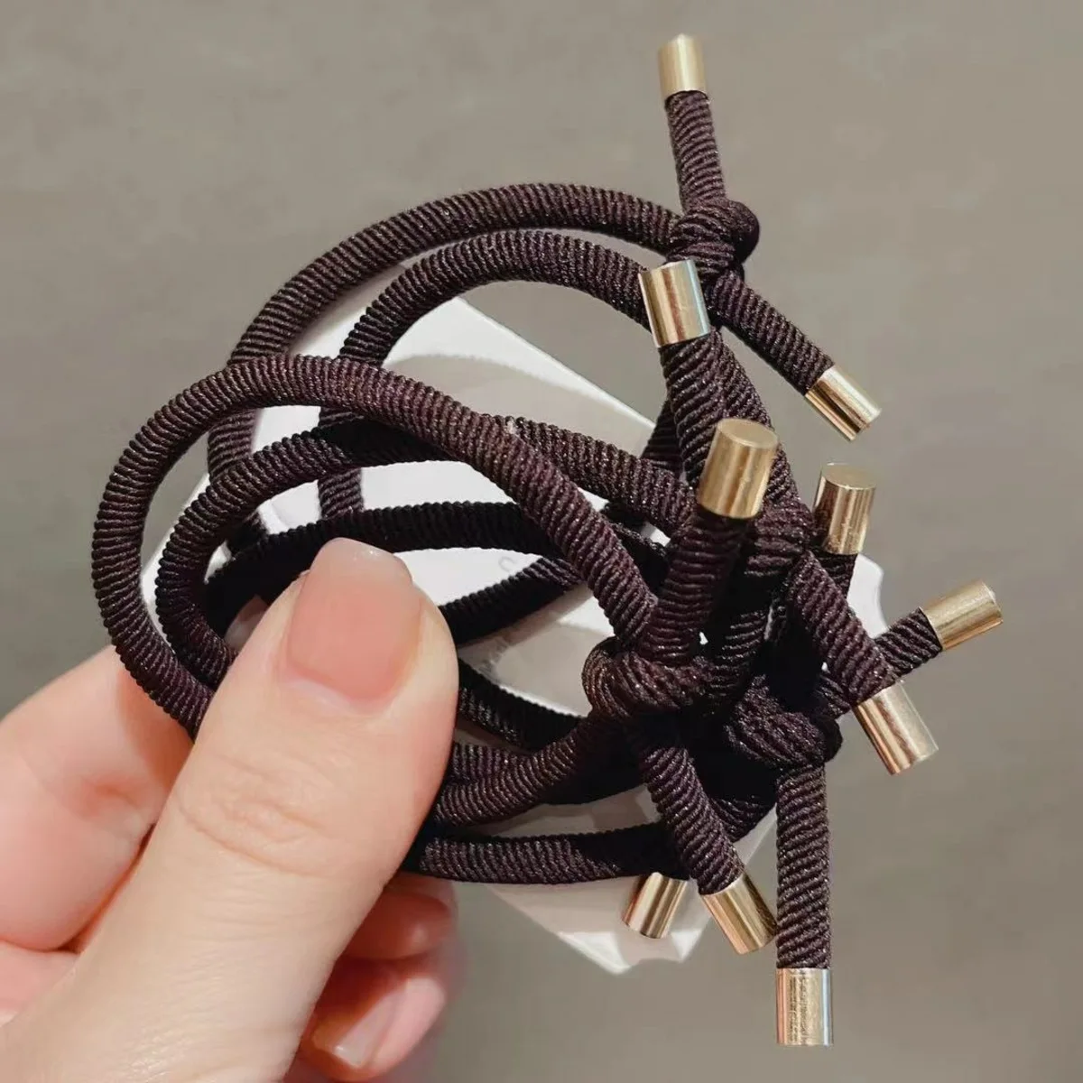 10 stuks hoge elastische knoop spiraal elastiekjes haarbanden koffie zwart minimalistisch zacht voor het haar voor veilige paardenstaarten stijlvol duurzaam