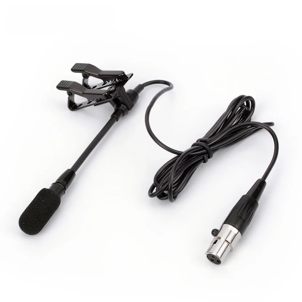 Dopasuj kąt! ! Lavalier Lapel Condenser Microphone Metal Double Clip 3 Pin Mic dla AKG Wireless Transmitter 3Pin XLR TA3F — zdjęcie produktu 7